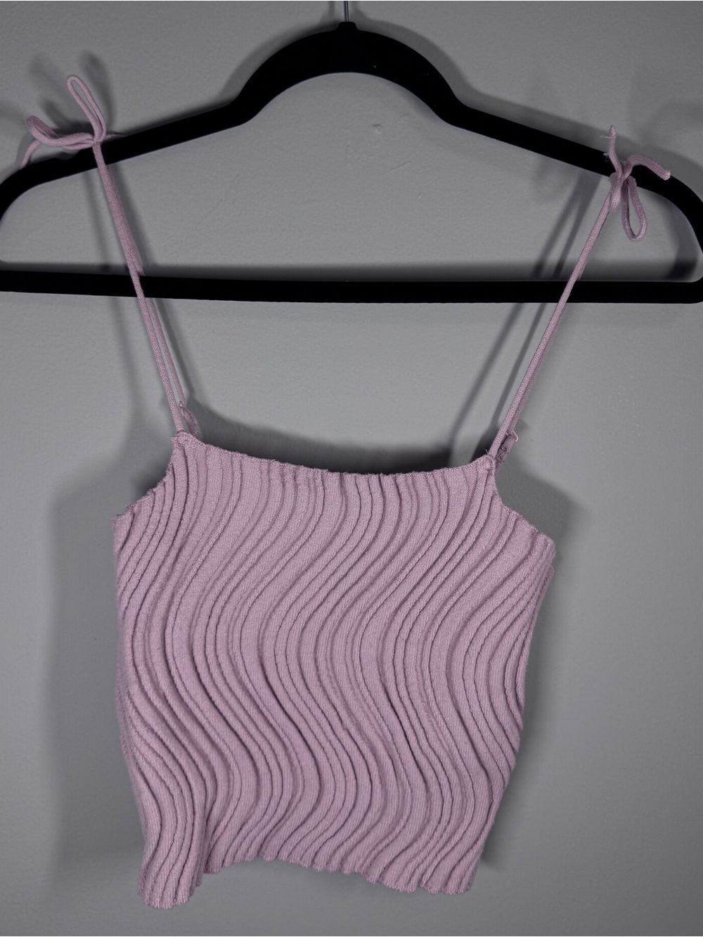 wild‎ fable Light Pink Ribbed Wave Tank Top with Tie Straps